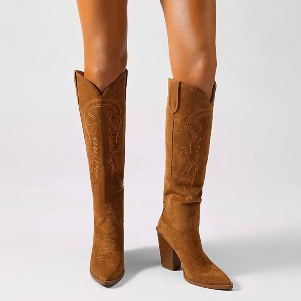 Brown Suede Heeled Boots